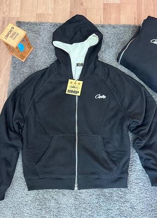 Чоловіча кофта corteiz zip hoodie чорна розмір m