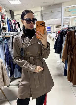 Шкіряний плащ armani 2