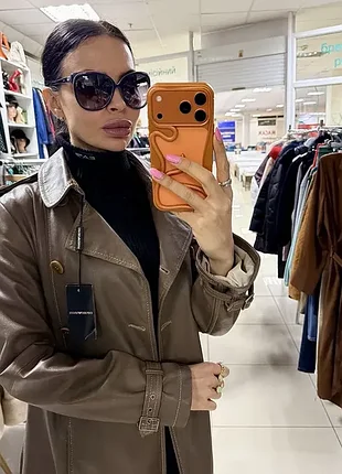 Шкіряний плащ armani 5