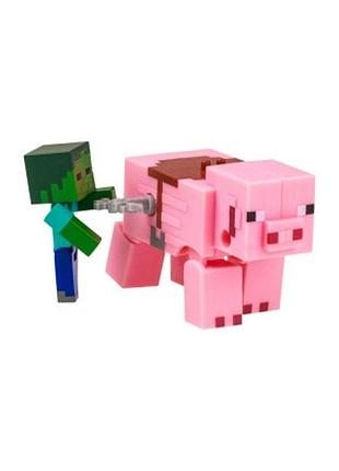 Игрушка майнкрафт 3d заводная игрушка, зомби на свинье (mc1014)