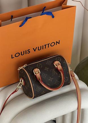 Сумка жіноча louis vuitton nano speedy mini коричнева