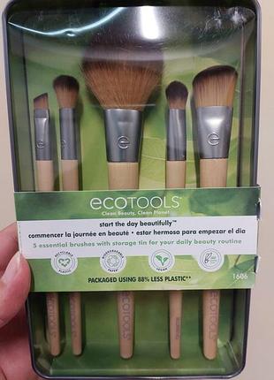 Новий набір пензлів для макіяжу ecotools start the day beautifully kit (5 шт. + кейс)