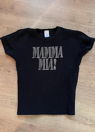 Футболка жіноча чорна mamma mia!