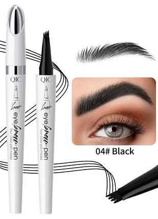 Олівець для брів qic водостійкий 4-в-1 black