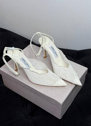 Туфлі жіночі jimmy choo білі мереживні