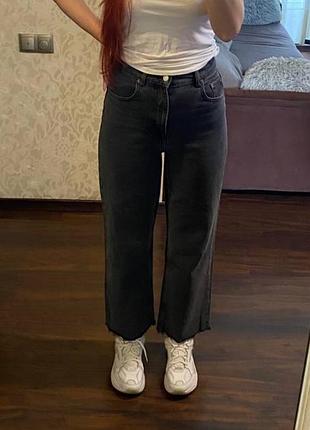 Жіночі джинси zara чорні прямі із високою посадкою eur 36