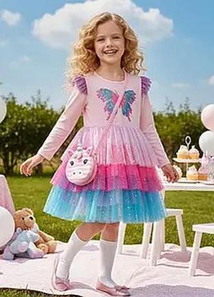 Сукня для дівчинки monsoon baby butterfly ombre disco dress pink з градієнтною спідницею