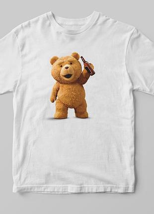 Футболка з принтом "ведмедик ted з пивом"