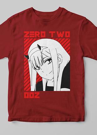 Футболка «002 zero two» а3, бордовий