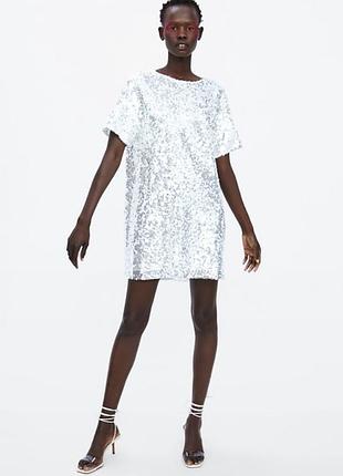 Стильное,коттоновое платье в паетку zara