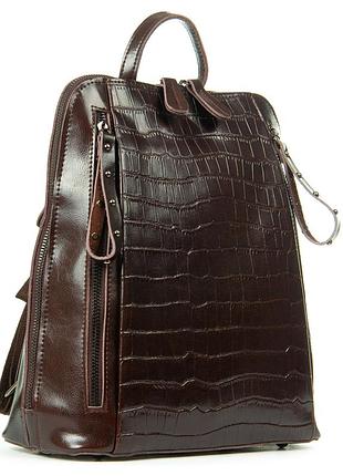 Podium сумка женская рюкзак кожа alex rai 8629 brown croco