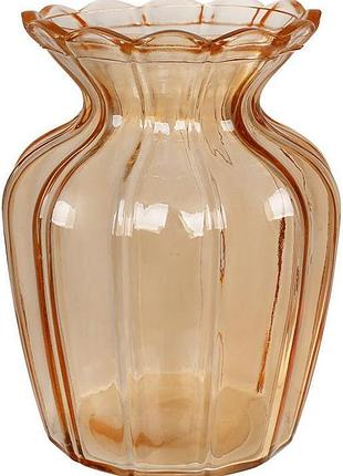 Ваза стеклянная настольная "flower glass" ø10х15см, цвет амбер