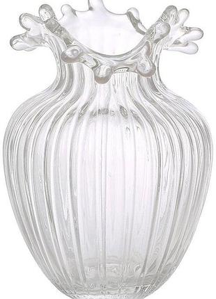 Ваза скляна "ribbed bloom" ø14х20.5см