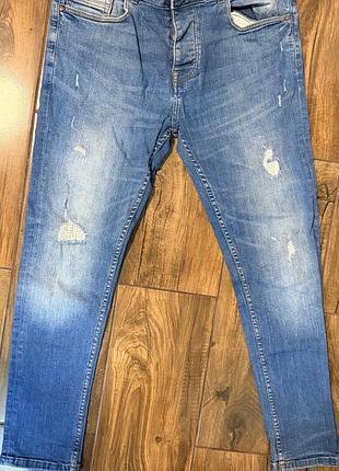 Authentic supply denim & co. джинси денім чоловічі 36*30 skinny завужені плотний якісний джинс. штани рванки з потертостями. так має бути. синій джинс