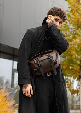 Большая мужская поясная сумка бананка sambag dynamicdart коричневая