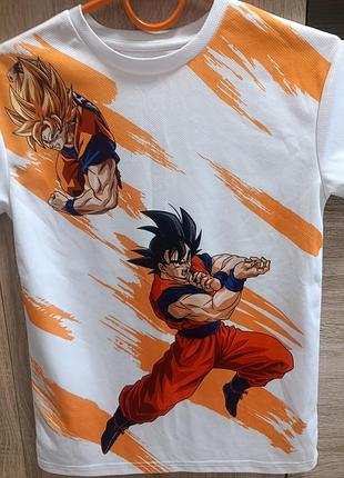 Футболка на хлопчика 9-10 років з принтом із популярного аніме "dragon ball"