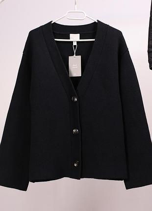 Женский плотный кардиган из шерсти h&amp;m черного цвета