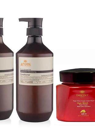 Набір для відновлення волосся angel professional provence-dancol шампунь 400 мл кондиціонер 400 мл та маска 500 мл