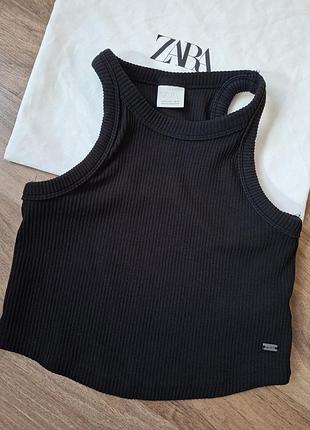 Детский черный топ рубчик zara размер 12-13 лет