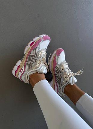 Кросівки asics gel nyc white cream / pink