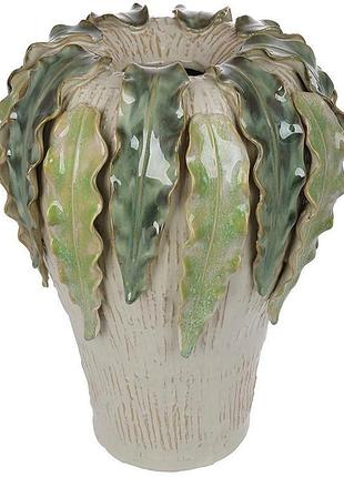 Ваза керамическая "green leaf" ø28x40см с объемным декором