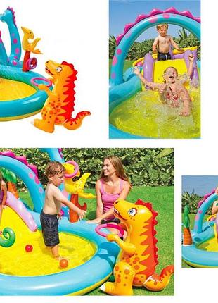 Надувной игровой центр "планета динозавров" intex 57135