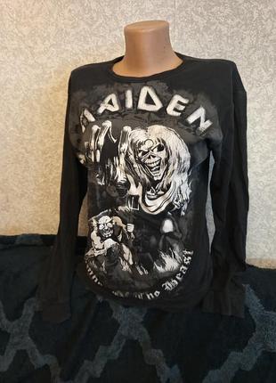 Лонгслів чоловічи iron maiden чорний з принтом