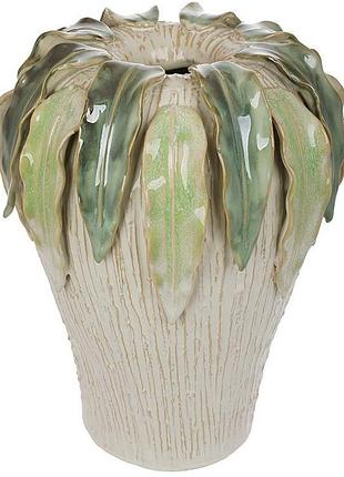 Ваза керамическая "green leaf" ø24x33.5см с объемным декором