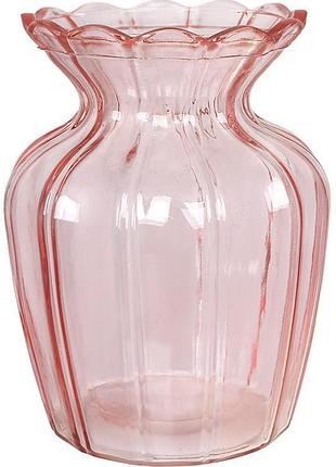 Ваза стеклянная настольная "flower glass" ø10х15см, розовая