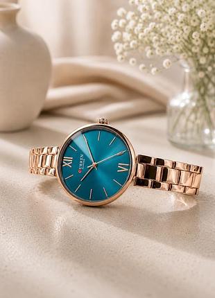 Годинники для жінок 🔥 curren 9017 rose gold-blue