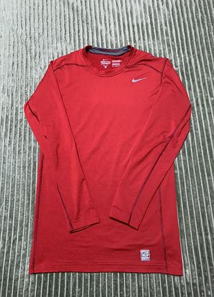 Чоловічий лонгслів nike pro combat червоний
