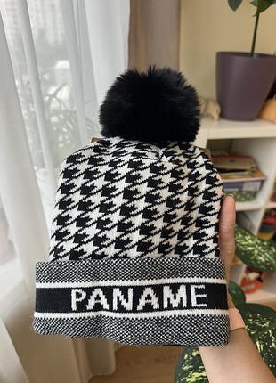 Шапка унісекс paname утеплена з помпоном чорна