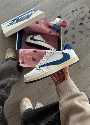 Кроссовки женские и мужские найк nike jordan 1 retro low og sp fragment x travis