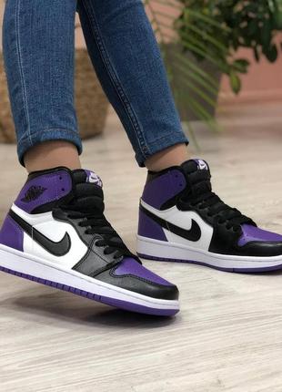 Кроссовки nike jordan 1 retro violet высокие женские