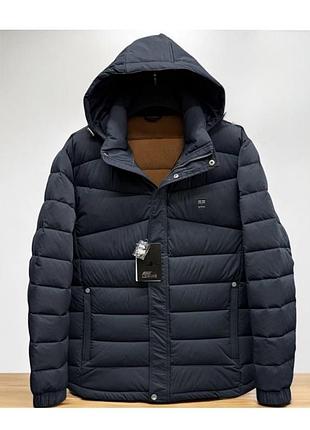 Куртка мужская saz еврозима, большие размеры 4xl-9xl, флисовая подкладка, холофайбер,синий,5xl