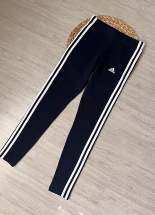 Лосини для дівчаток adidas темно-сині з лампасами на 9-10 років