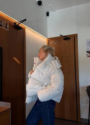 Пуховик оверсайз шоколадный