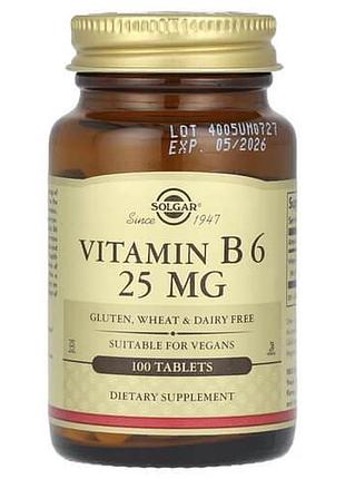 Solgar vitamin b6 25 mg 100 таблеток