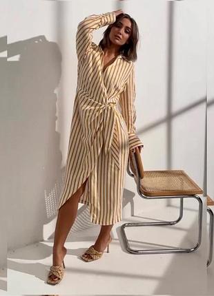 Льон + віскоза міді сукня на запах fw bridge for f&f