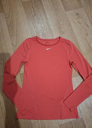 Женский спортивный лонгслив nike dri-fit оригинал для спорта бега xs хс идеальное состояние красный коралловый