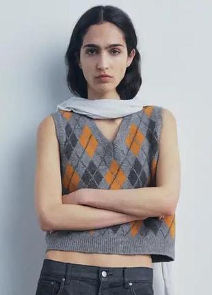 Zara стильний жакардовий жилет у ромби