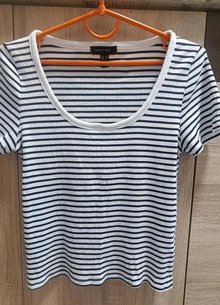 Жіноча трикотажна футболка в смужку з u-подібним вирізом new look, розмір л