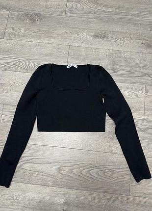 Лонгслів жіночий zara чорний кроп-топ