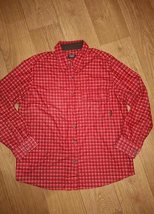 Женская рубашка в клетку л l 50-52 feroti sport идеальное состояние красная с карманом прямая типа байковая