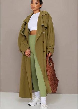 Жіночий тренч prettylittlething кольору хакі, розмір uk8 (йде на l/xl/xxl)