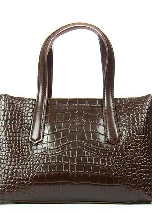 Podium сумка жіноча класична шкіра alex rai 8815 brown croco