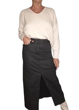 Черная длинная юбка макси с разрезом спереди new look размера м 12 40