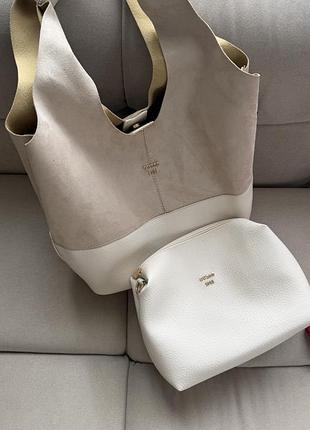 Сумка guess шопер замшева сумка