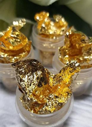Воздушная жатая фольга золото поталь