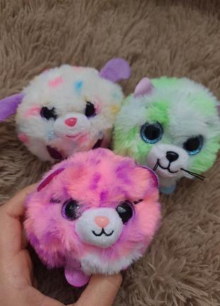 Мягкая игрушка-пуф глазистик ty puffies beanie balls леопард котик собачка